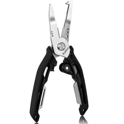 Heavy Duty Large Opening Ring Fishing Pliers Stainless Steel Multifunctional Line Cutter Locking 20.5cm Black Waterproof Fishing