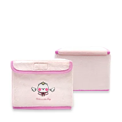 Small Size Storage Bin with Lid Foldable Lidded Plush Fabric Office Cubes Baskets Closet Storage Box