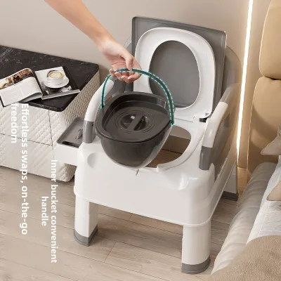 Elderly Portable Commode Toilet Seat Simple Potty for Pregnant Women Adult Use Household Urinal Bucket Toilet Stool PP Material