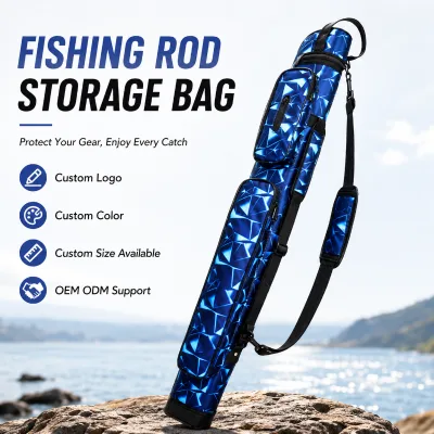 Outdoor Handheld Waterproof Multifunctional Fishing Rod Bag Case Adjustable Strap Custom Brand Oxford Cloth PVC Reel Bait