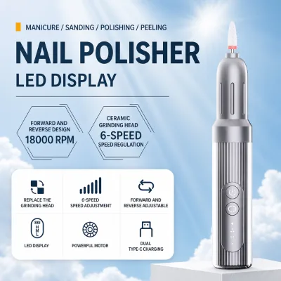 M8 Electric Nail Drill with 18000 RPM Motor 6 Speed Settings 5 Replaceable Bits