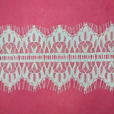 Hot Sale 100% Nylon Knitted Eyelet Lace Double and Single Side Both Eyelash Lace