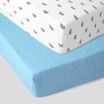 OEM Breathable Muslin Baby Crib Sheets Super Soft Cotton Muslin Baby Bed Sheets Cot Covers Baby Bedding Accessories