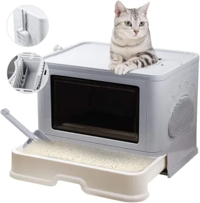 Hot Sale Drawer Type Cat Toilet Easy Cleaning Anti-Splashing Litter Box with Lid Foldable Cat Litter Box