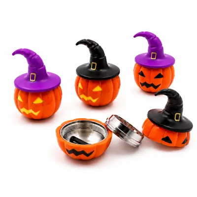 Halloween Witch Hat Jack O Lantern Shaped 3 Parts Detachable Portable Herb Grinder