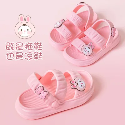 2024 Summer Rainbow Kids New Sweet Princess Soft Sole Shoes Women Cute Vintage Outdoor Sandals for Girl