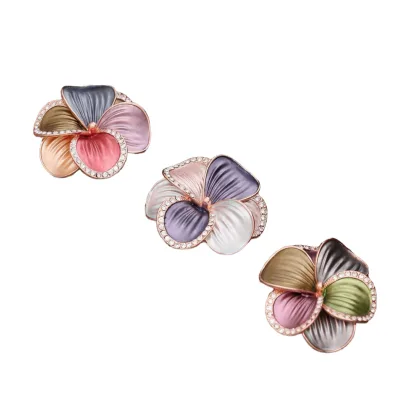 New Fashion Women Flower Safety Pin Brooch Vintage Enamel Alloy Plated Luxury Wedding Party Gift