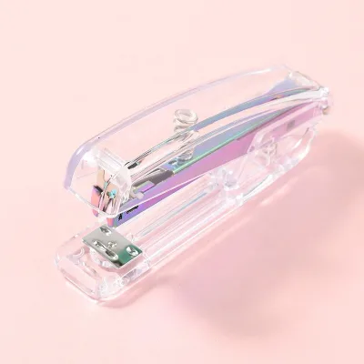 Middle Manual 24/6 Standard Office Plastic Clear Transparent Colorful Stapler with 100 Capacity and 25 Pages