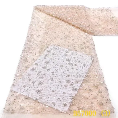 Bead Lace Fabric 100% Polyester Eco-Friendly Embroidery Lace for Garments & Bags