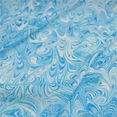 Blue Color Great Printing Design In-stock Good Price Silk Stretch Satin Fabric for Elegant Style Women Dress
