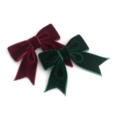 Dark Green Velvet Bows for Christmas Tree, Small Velvet Ribbon Bows for Gift Wrapping, Mini Bows for Crafts, Bow Decorations