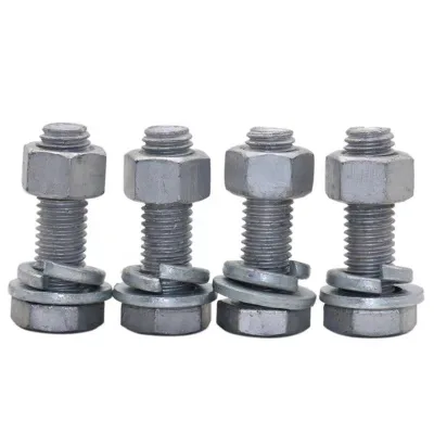 High Strength Hexagon Head Bolts M6-M36 Hot Dip Galvanized Carbon Steel Bolt Sets with Nuts Washers for Building Use
