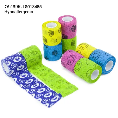 2025 Athmedic Sport China Printed Self Adhesive Bandage Printed Cohesive Compression Custom Print Cohesive Bandage