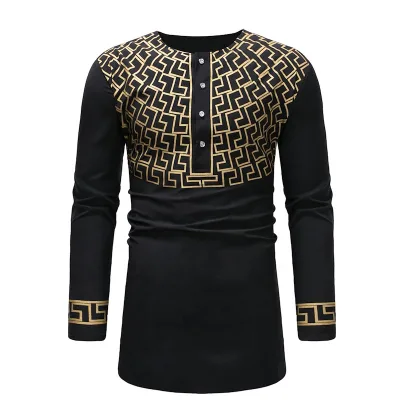 New African Shirt Designs African Traditional Shirt Long Sleeve T-shirt for Men