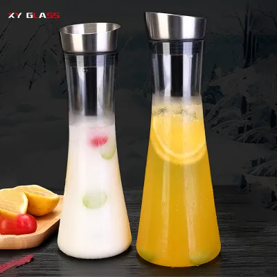 Creative Stainless Steel Lid Handmade Borosilicate Thermal Glass Water Juice Jug