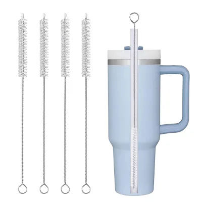 12mm Diameter Stainless Steel Nylon Bristles Reusable Extra Long Drinking Straw Cleaning Brush Cleaner for Cleaning Tumbler Cups