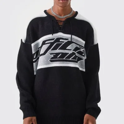 Custom Unisex Various Colors Men Knit Sweater Jacquard Design Round Neck Cropped Top Loose Printed Pullovers