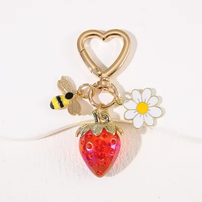 TG-2679 Topgoods Wholesale New Cute for Strawberry Keychains Metal Acrylic Handmade Ladies' Bag Pendants