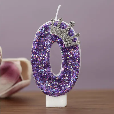Birthday Number Candles Purple Crown Birthday Candles Cake Glitter Number Candle Cake Topper With Sequins