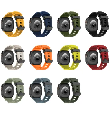 Trendy Soft Fashion Rubber Tang Buckle Smartwatch Band for Watch 40/44mm Series 7/8/9 6