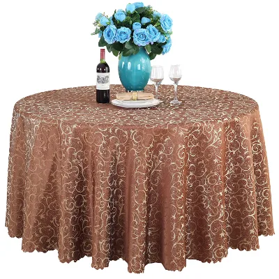 Wholesale Price Custom Embroidered Plain Dyed Jacquard Polyester Simple Style Wedding Banquet Tablecloth