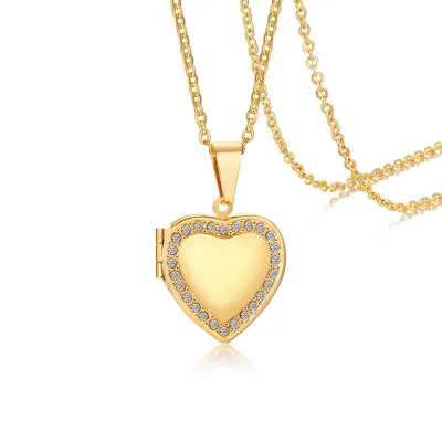 DUYIZHAO Photo Frame Heart Locket Pendant Stainless Steel Cremation Necklace Minimalist Jewelry Women's Children's Memorial