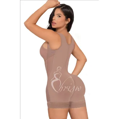 Lace Body Shaper with Front Closure, Hips and Butt Closure, Charming Curves, Elastic Mesh Fabric, Slimming Fajas, Body Shaper