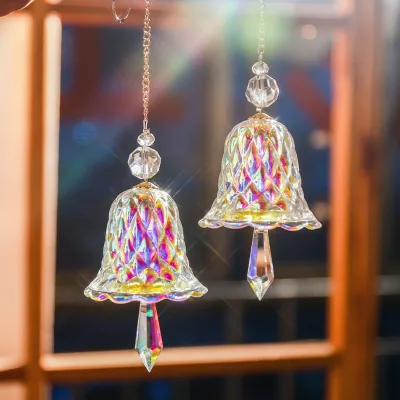 Cross-border Mini Crystal Wind Chime Bell Window Hanging Soda-lime Glass European Style Christmas Pendant Sun Catcher