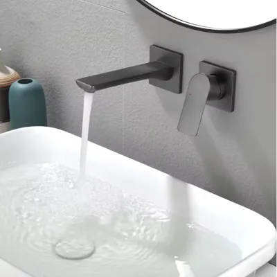 Luxury Concealed Full Copper Wall Mounted Faucet Hotel Sink Tap for Home Bathroom Hot and Cold Water Mixer Tap