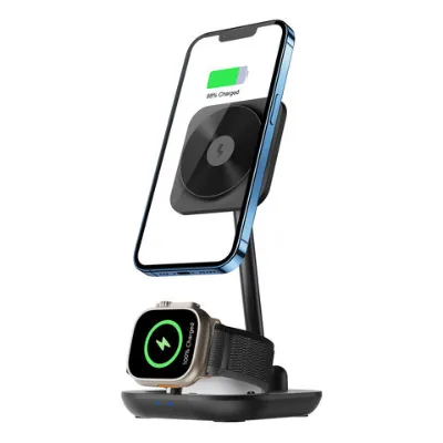 Factory Price Foldable 3 in 1 Magnetic Wireless Charger Stand Desktop Wireless Charger Station For iPhone/iwatch/AirPods charging
