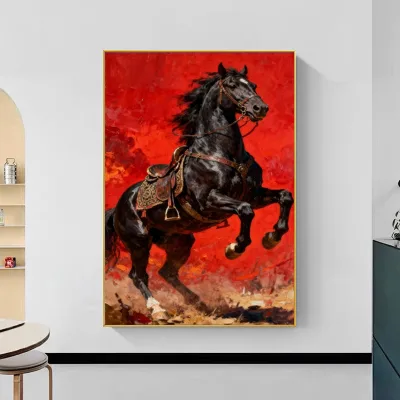 Cuadros Decor Modern Animal Black White Horse Posters Prints Painting Large Horse Art Wall Painting Canvas