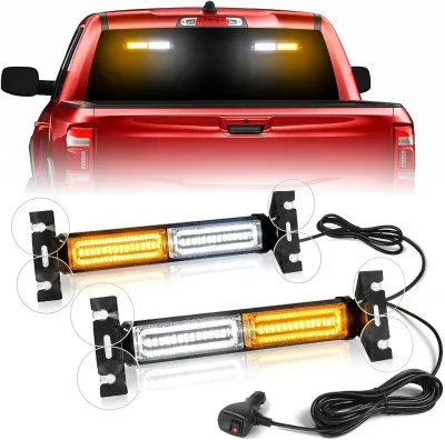 ATLI Emergency Strobe Light Bar 40 LED Dash Safety Warning Flashing Light Front/Rear Windshield Visor 12V 18-Month Warranty