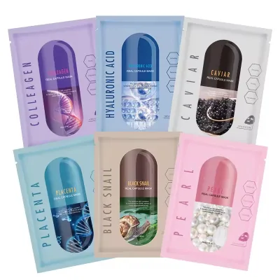 Private Label 6 Types Capsule Face Mask Sheet Skin Care Whitening Moisturizing Anti-aging 25ml Facial Mask