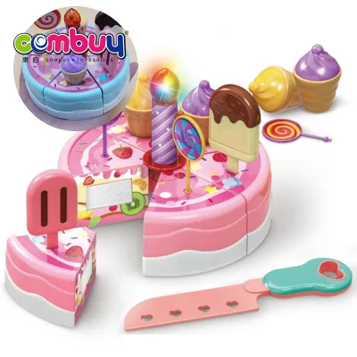 Pretend Play Indoor Kitchen Game Lighting Kids Cake Cutting Toy Set