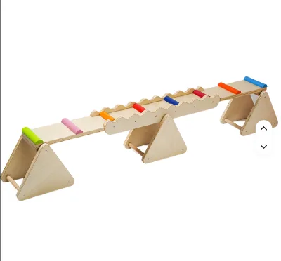 Hot Selling Wooden Sensory System Training Seesaw Wood Seesaw & Balance Beam Indoor Gym for Kids & Toddler
