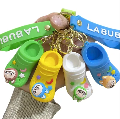 Hot selling Trend Cartoon Rag Labubu Slippers Keychain Doll Cute Key Chain Car Couple Pendant Gift Pendant Schoolbag Gift