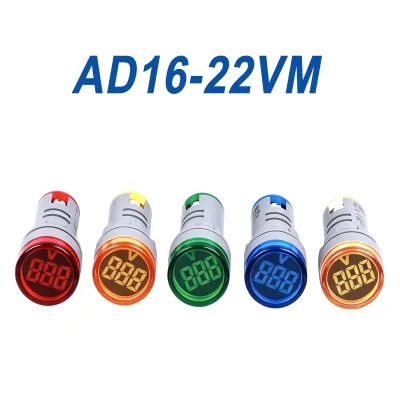 AD16-22VM 22mm Digital LED Voltage Indicator AC50-500V Round Panel Mount Voltmeter Signal Indicator Light