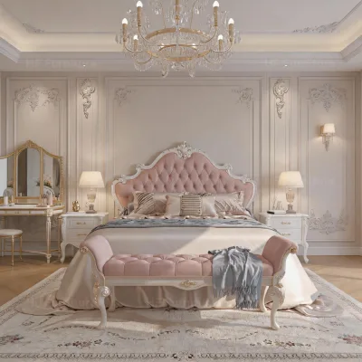 Ultra Realistic 3D Virtual Tour Design Service for Luxury French Rococo Mansion Master Bedroom Renovation