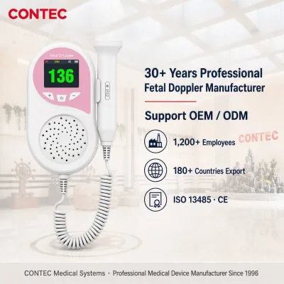 CONTEC10B Electric LED Fetal Doppler Baby Heart Rate Monitor for Pregnancy-CE Certified 1 Year Warranty