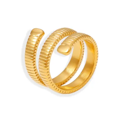 New Geometric Winding Thread Ring Titanium Steel Plated 18k Gold Opening Is Not Adjustable Ring Wholesale