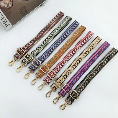 Adjustable Wide Crossbody Jacquard Phone Lanyard 2.5cm Crossbody Shoulder Strap Handbag Guitar Strap