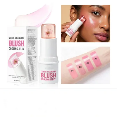 Floral Temperature-Change Blush & Lip Jelly Stick, Natural Color-Changing Multi-Use Cream
