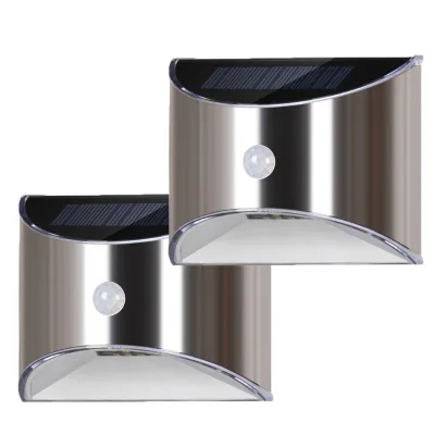 Waterproof Stainless Steel Fence LED Stair Light Motion Sensor Garden Deck Stair LED Wall Lamp Solar Outdoor Lighting