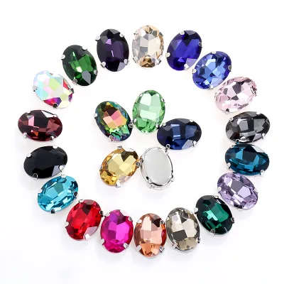 Cross-Border Accessories for Weddings Hand-Sewn Oval Diamond Egg-Shaped Clothing Beads Water-Droplet Glass Stain for Wedding