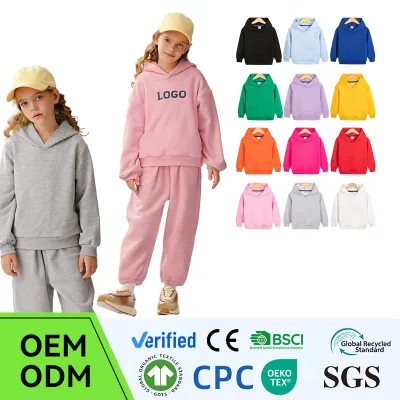Wholesale Children Clothing Blank Hoodie Pure Cotton Long Sleeve Pullover Kids Sports Top Spring Autumn Girls Hooded Sweatshirt