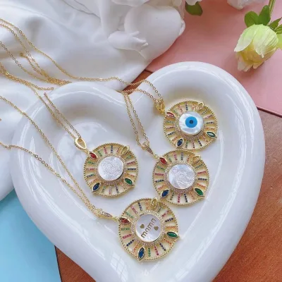 mama pendants jewelry rainbow color cz pave Mother of God charms jewelry pendant for necklaces