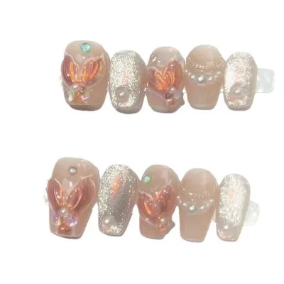Mermaid princess pattern handmade press on nails wholesale high quality handmade press on nails handmade gel press on nails