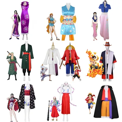 BAIGE Anime Cosplay Costumes Luffy Kimono Halloween Costumes Role Playing Clothing Party Uniform Cloak Suit Clothes Trousers Men