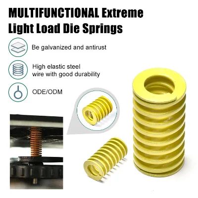 Yellow Painted Carbon Steel Spring Supporting Light Load Industrial Applications
