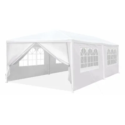 3x6M Canvas Four-Season Tent with Steel Frame for Outdoor Wedding Party Events Removable Side Walls Two Bedrooms